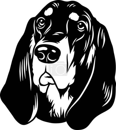 Téléchargez les illustrations : Chien noir et bronzé Coonhound - Chiens drôles vectoriel détaillé - Portrait vectoriel pour animaux de compagnie, Pochoir de silhouette pour chien - en licence libre de droit