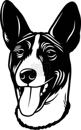 Téléchargez les illustrations : Basenji - Chiens drôles vectoriel détaillé - Portrait vectoriel animal de compagnie, Pochoir de silhouette pour chien - en licence libre de droit