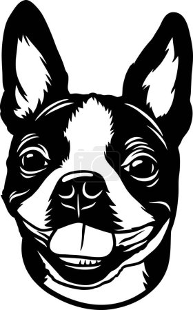 Téléchargez les illustrations : Boston Terrir - Chiens drôles vectoriel détaillé - Portrait vectoriel animal de compagnie, Pochoir de silhouette pour chien - en licence libre de droit