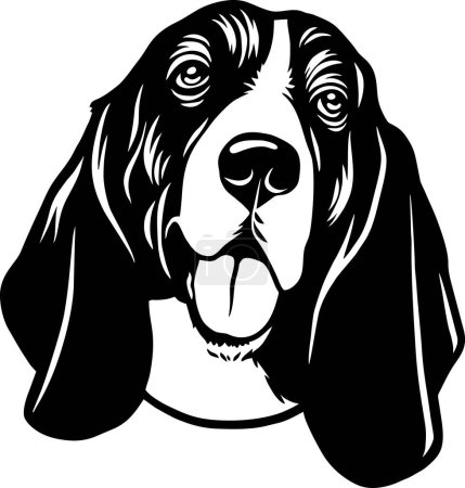 Téléchargez les illustrations : Chien Basset Hound - Chiens drôles vectoriel détaillé - Portrait vectoriel animal de compagnie, Pochoir de silhouette pour chien - en licence libre de droit