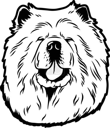 Téléchargez les illustrations : Chow Chow - Chiens drôles vectoriel détaillé - Portrait vectoriel animal de compagnie, Pochoir de silhouette pour chien - en licence libre de droit
