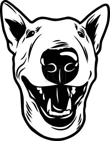 Téléchargez les illustrations : Bull Terrier - Chiens drôles vectoriel détaillé - Portrait vectoriel animal de compagnie, Pochoir de silhouette pour chien - en licence libre de droit