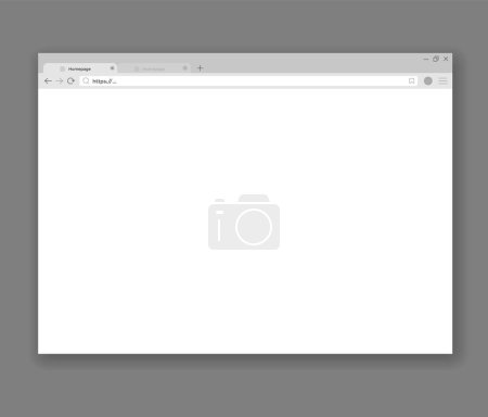 Illustration for Browser mockup. Web window screen. Internet empty page concept with shadow. Modern window design isolated on gray background. - Royalty Free Image