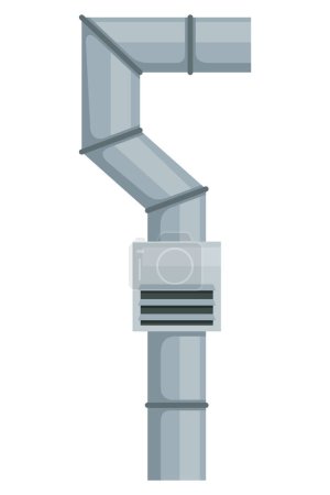 Illustration for Ventilation pipe. Vent system element. Isolated cartoon part. Air system, steel pipe detail constructor on white background. - Royalty Free Image