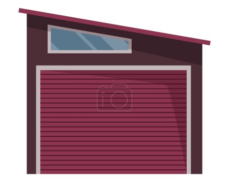 Illustration for Garage door icon. Roll cartoon garage for car house storage. Metal entrance with mechanical or automatic control system. Vector illustration warehouse shutter on white background. - Royalty Free Image