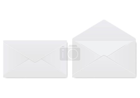 Realistic envelope. Design template for mockup. Opened and closed realistic mockup. Blank stationery letter folded and unfolded view.