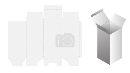 Illustration for Box cut model. Package template layout for new design. Paper rectangular cardboard, container mockup. Blank package for product, present, surprise delivery. - Royalty Free Image