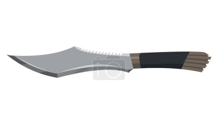 Illustration for Military hunting knife. Combat weapon blade, vector model type. Trapper sword or hunter knife blade. Protection concept. Warrior blade or jackknife on white background. - Royalty Free Image
