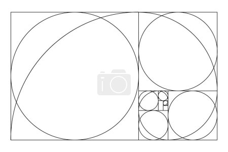 Illustration for Golden ratio geometric concept set. Divine proportion collection. Geometric shapes with ideal section composition icons. Geometry harmony and balance vector illustration. - Royalty Free Image