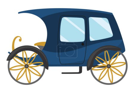 Illustration for Carriage cartoon. Vintage transport with old wheels. Antique transportation of royal coach, chariot or wagon for traveling. Cab - wedding carriage. Retro cart icon design. - Royalty Free Image