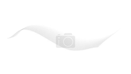 Illustration for Dotted halftone waves. Flowing wavy lines pattern. Abstract liquid shapes, wave effect dotted gradient texture. Curve textures with halftone circular point isolated on white background. - Royalty Free Image