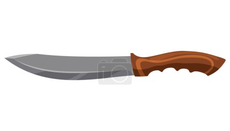 Illustration for Military hunting knife. Combat weapon blade, vector model type. Trapper sword or hunter knife blade. Protection concept. Warrior blade or jackknife on white background. - Royalty Free Image