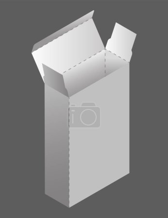 Illustration for Box model. Package template layout for new design. Paper rectangular cardboard, container mockup. Blank package for product, present, surprise delivery. - Royalty Free Image