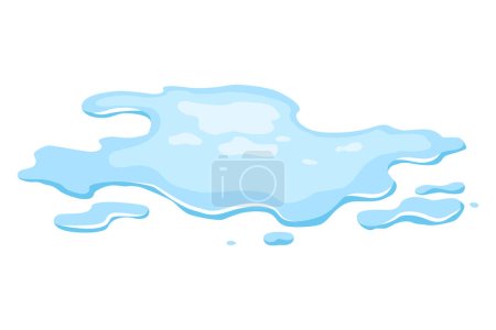 Water spill puddle. Blue liquid shape in flat cartoon style. Clean fluid drop design element isolted on white background.