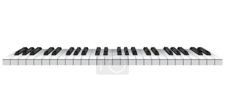 Piano keys. Musical instrument keyboard top above view. Black and white classic or electric piano keys. 3d vector illustration.