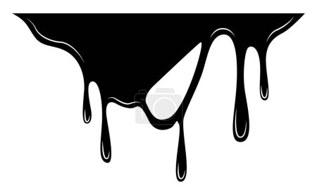 Illustration for Paint dripping liquid. Flowing oil stain. Set of black drips. Abstract flow stencil, current ink streak or fluid smudge. Vector illustration on white background. - Royalty Free Image