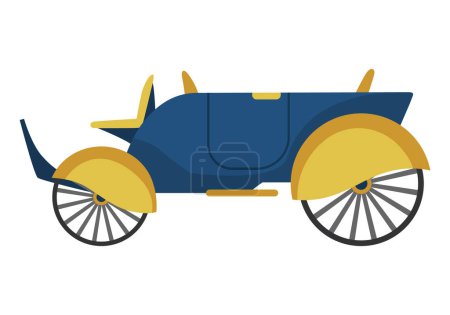 Illustration for Carriage cartoon. Vintage transport with old wheels. Antique transportation of royal coach, chariot or wagon for traveling. Cab - wedding carriage. Retro cart icon design. - Royalty Free Image