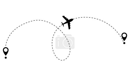 Illustration for Airplane dotted route line. Path travel line shape. Flight route with start point and dash line trace for plane isolated vector illustration. - Royalty Free Image
