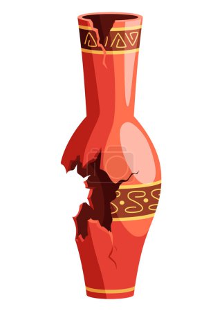 Illustration for Archeology icon. Ancient artifact, graphic element of antiquity for mobile game, amphora object. Greek or egypt archaeology vector illustration. - Royalty Free Image