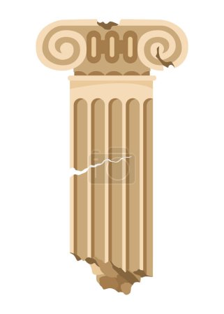 Illustration for Archeology icon. Ancient artifact, graphic element of antiquity for mobile game, column object. Greek or egypt archaeology vector illustration. - Royalty Free Image