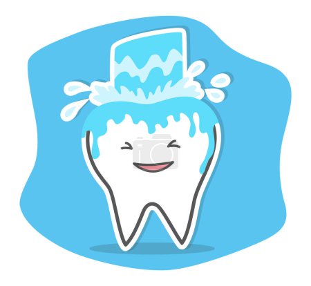 Illustration for Teeth care and hygiene concept. Healthy happy teeth. Vector illustration. - Royalty Free Image
