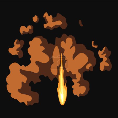 Gun flashe or gunshot animation. Fire explosion effect during the shot with the gun. Cartoon flash effect of bullet start. Shotgun fire, muzzle flash and explode.