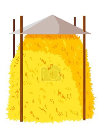 Haystack isolated on white background. Flat vector illustration dried haystack. Farming haymow bale hayloft, agricultural rural haycock. A supply of feed for livestock, the object of agriculture.