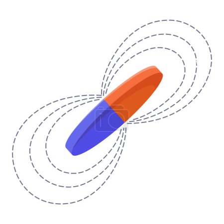 Magnetic force and electromagnetic field. Polar magnet scheme. Educational magnetism physics presentation, horseshoe and bar magnet. Cartoon vector illustration. Physics science aid.