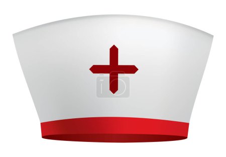 Illustration for Nurse cap icon, white simple image isolated. Minimalist medical illustration. - Royalty Free Image