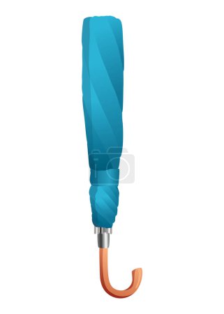 Umbrella. Parasol folded, side view. Hand-held rain, sun or windbreak protection. Vector illustration isolated on white background.