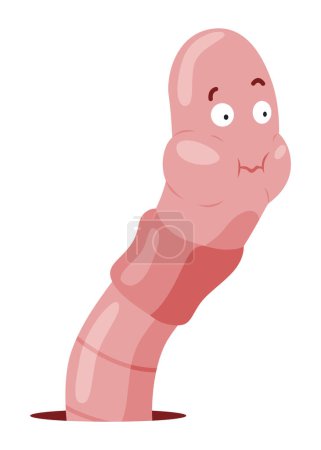Lustiger Wurm. Pink Crawler verblüfft. Zeichentrickfigur des Regenwurms, Natur der Tierwelt. Insekt für Kinder Illustration.