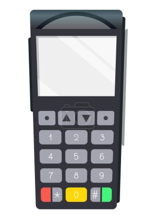 Payment pos terminal. NFC payment machine concept. Bank payment terminal, mockup. Vector illustration in flat design.