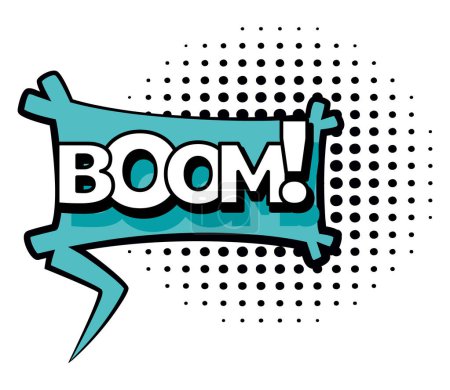 Comic colored hand drawn speech bubble. Retro cartoon sticker. Funny design vector item illustration. Comic text BOOM sound effect in pop art style.