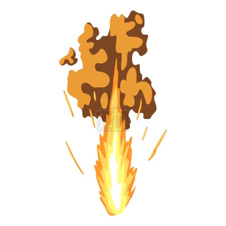 Schnellfeuer- oder Schusswaffenanimation. Feuerexplosionseffekt während des Schusses mit der Waffe. Cartoon-Flash-Effekt von Bullet Start. Gewehrfeuer, Mundschutz blitzt und explodiert.