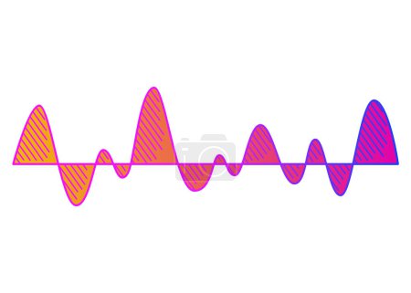 Color sound wave. Audio digital equalizer technology, musical pulse vector Illustration. Voice line waveform or volume level symbol. Curve radio wave.