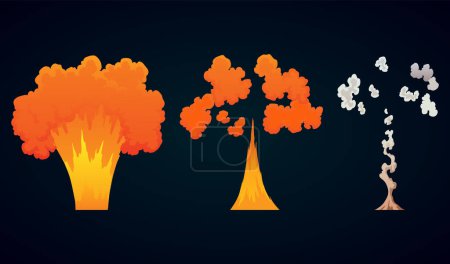Explosion animation. Animation for game of the explosion effect. Cartoon animation for game. Exploding effect frames. Hand drawn vector illustration.