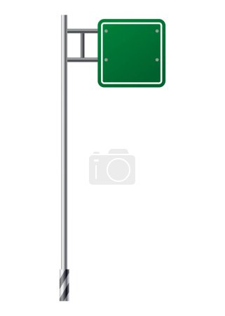 Green traffic sign. Road board text panel, mockup signage, direction highway city signpost location street way. Isolated information sign. Blank board with place for text. Vector illustration.
