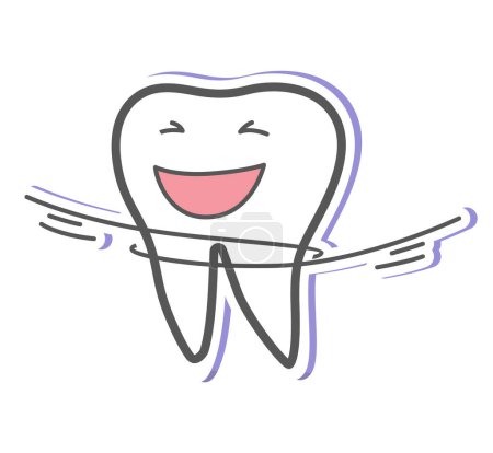 Zahnpflege und Hygienekonzept. Gesunde glückliche Zähne. Vektorillustration.