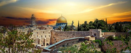 Photo for Panorama of Jerusalem old city Western Wall - Royalty Free Image