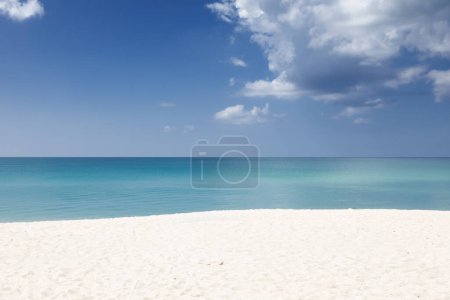 Téléchargez les photos : Vue panoramique d'une belle plage tropicale avec sable blanc - en image libre de droit