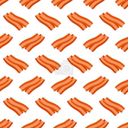 Seamless pattern with bacon strips. Slice of bacon on white background. Vector illustration