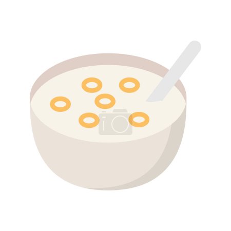 Illustration for Bowl of ring cereals or cheerios with of milk. Healthy and wholesome breakfast. Vector illustration - Royalty Free Image