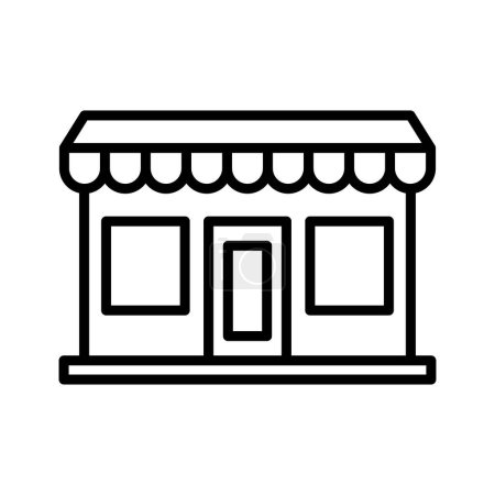 Téléchargez les illustrations : Store icône du marché. Boutique en ligne marché ou boutique e-commerce. Pictogramme isolé sur fond blanc. - en licence libre de droit