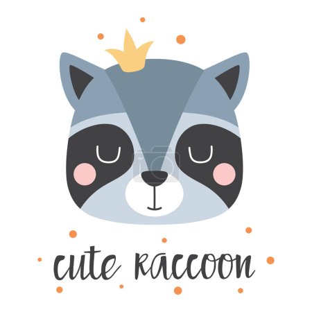Photo for Cute little raccoon, cartoon animal character design for kids t-shirts, nursery decoration, baby shower, greeting cards, invitations, vector illustration in flat style - Royalty Free Image