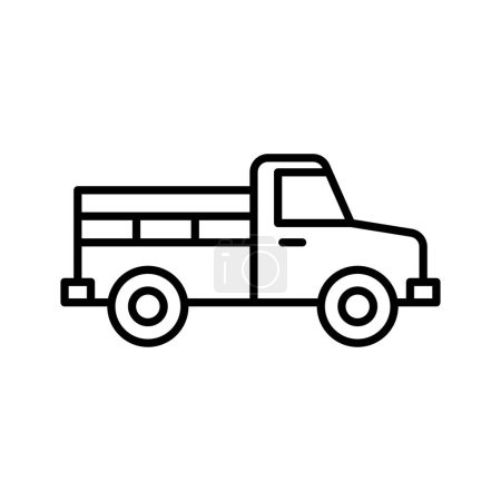 Illustration for Farmer pickup truck icon. Old retro pickup truck, pictogram isolated on a white background. Vector illustration - Royalty Free Image