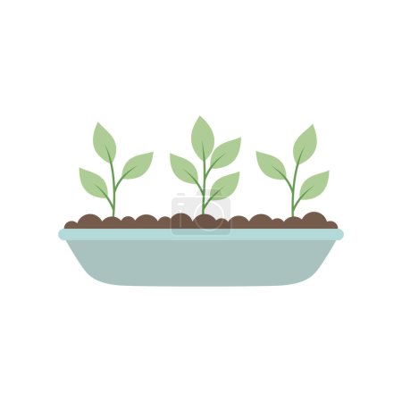 Illustration for Garden seedling growing in pot, flat vector illustration of plants isolated on white background - Royalty Free Image