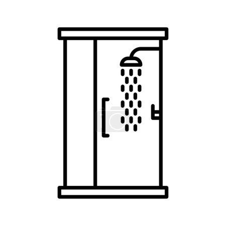 Téléchargez les illustrations : Icône cabine de douche.Salle de bain isolée sur fond blanc. Illustration vectorielle en ligne. - en licence libre de droit