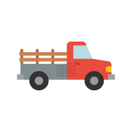 Illustration for Farmer pickup truck icon. Old retro pickup truck, pictogram isolated on a white background. Vector illustration - Royalty Free Image