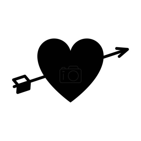 Illustration for Heart hit by an arrow. Valentines day, Cupid dart pierced to the heart. Vector illustration - Royalty Free Image
