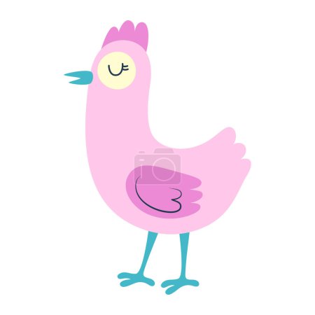 Illustration for Cute cartoon hen in simple scandinavian style isolated on white background, flat vector illustration for kids, easter card - Royalty Free Image